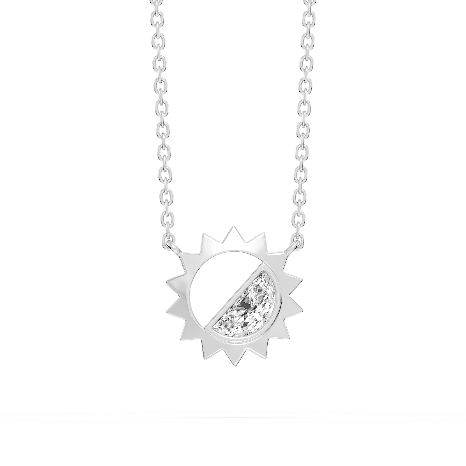 3/8 ctw Half Moon Lab Grown Diamond Sun Pendant - 16 to 18 Inches