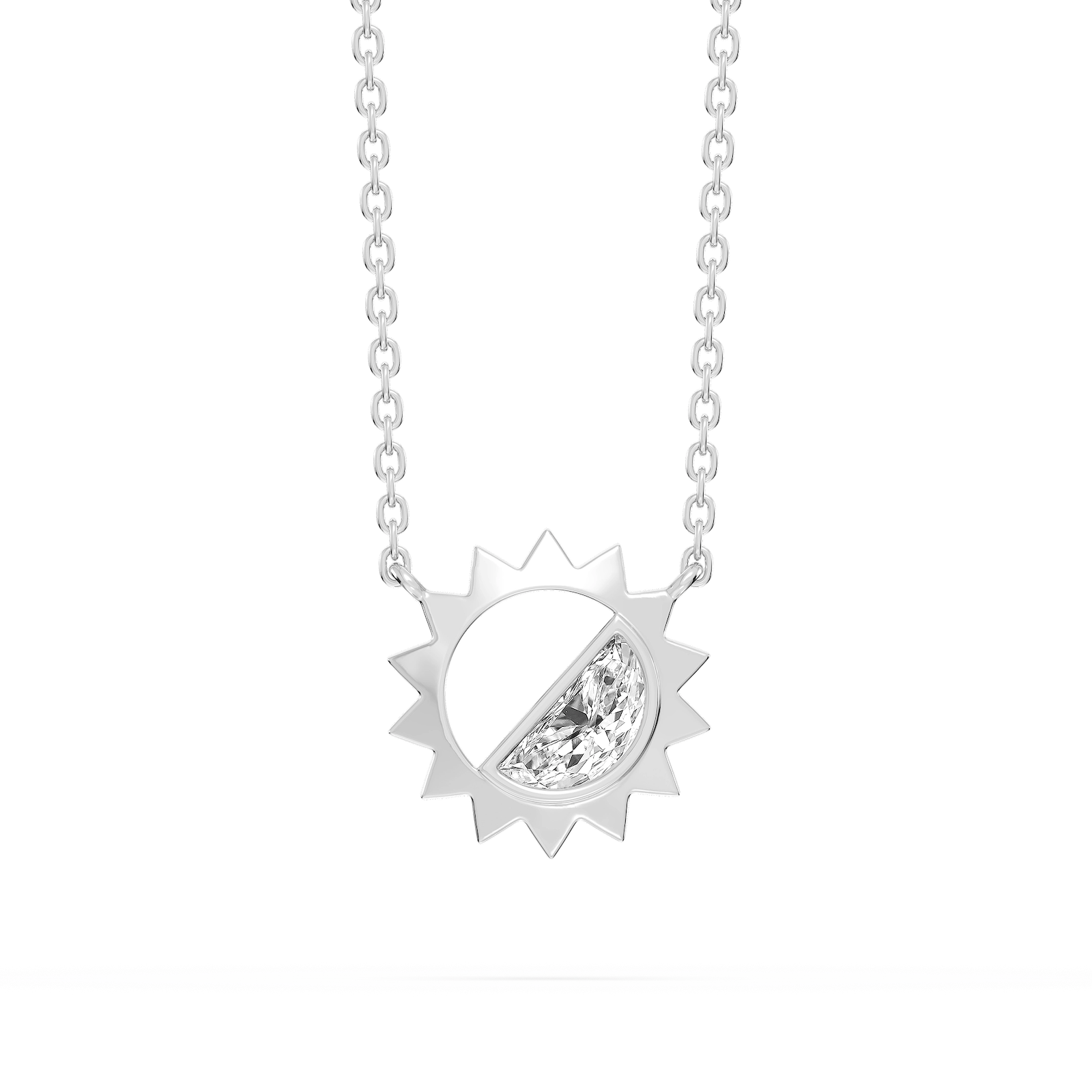 3/8 ctw Half Moon Lab Grown Diamond Sun Pendant - 16 to 18 Inches