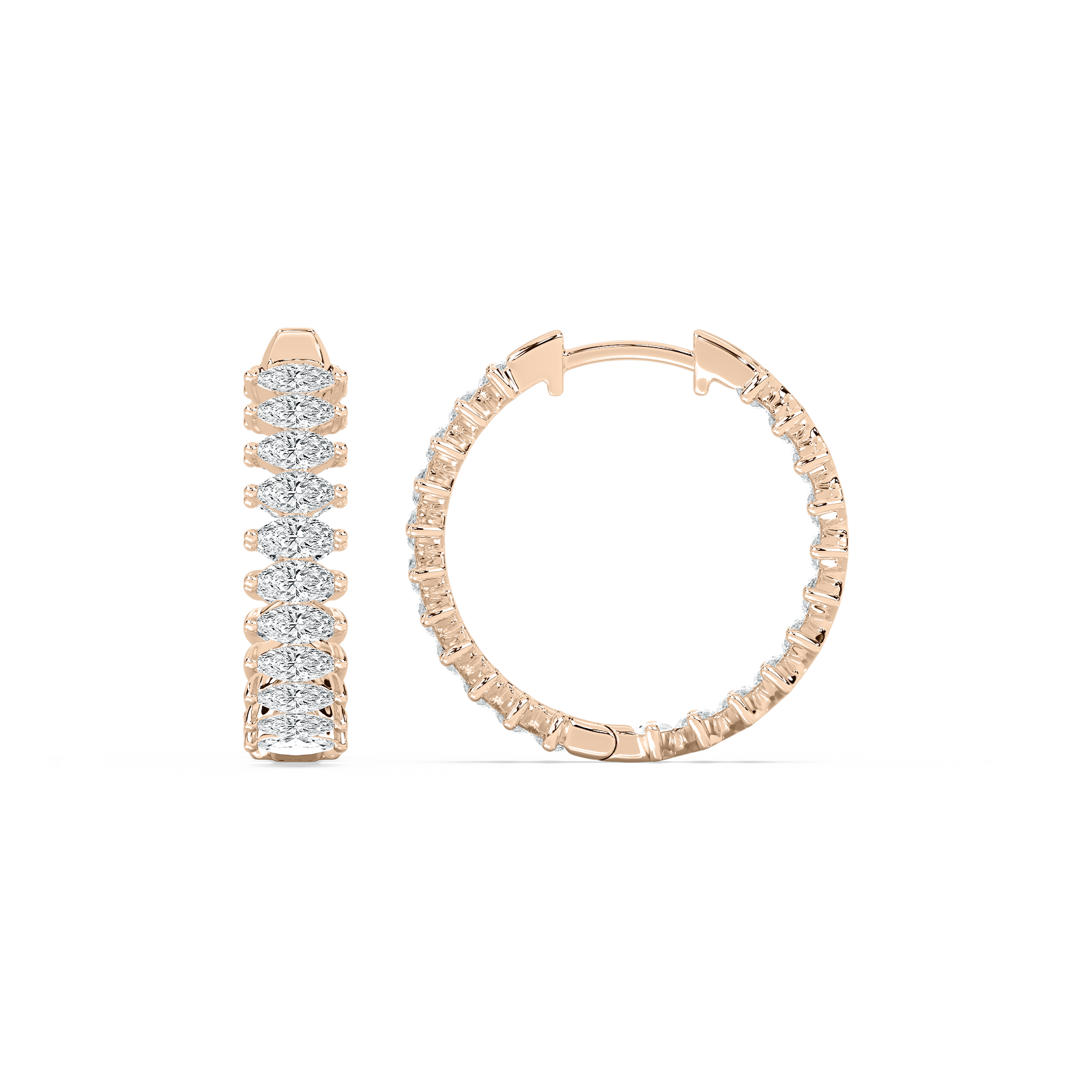 3 ctw Marquise Lab Grown Diamond Inside Out Hoop Earrings