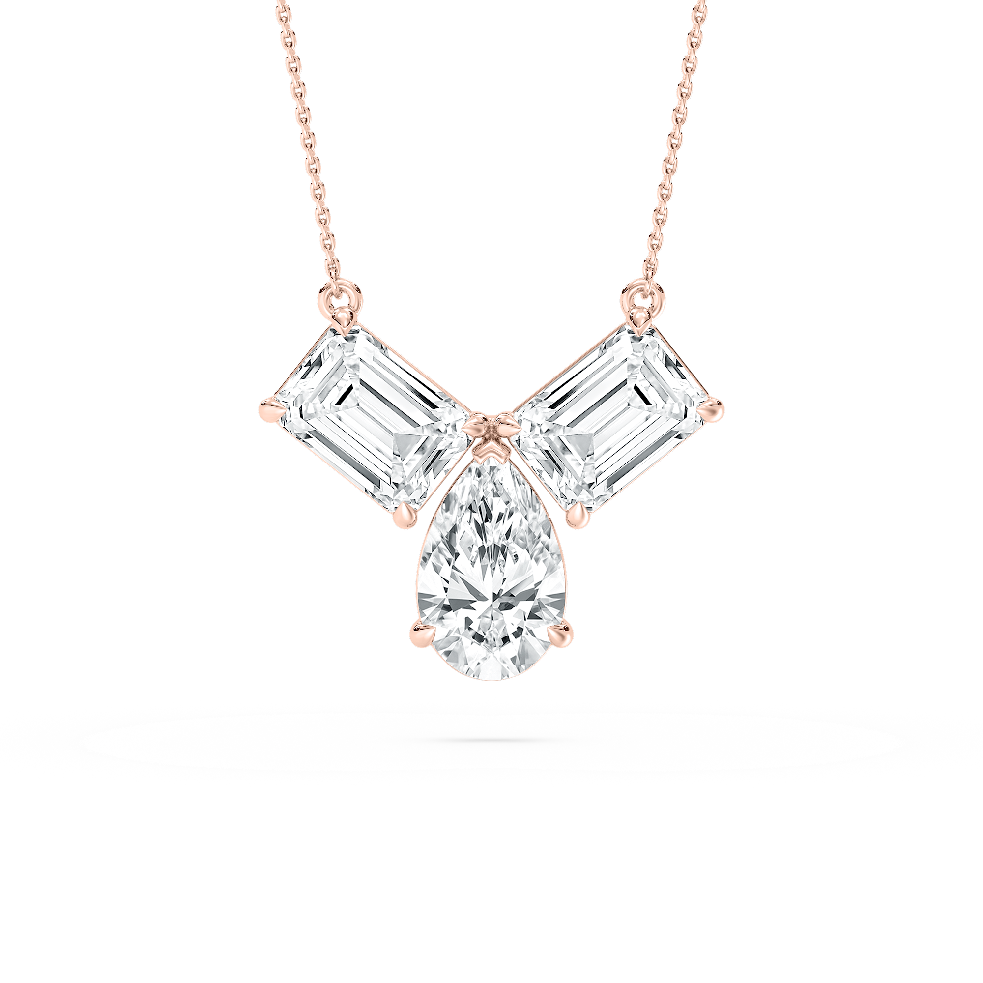 3 ctw Pear and Emerald Lab Grown Diamond Three Stone Pendant - 18 Inches