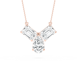3 ctw Pear and Emerald Lab Grown Diamond Three Stone Pendant - 18 Inches
