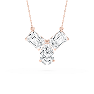 3 ctw Pear and Emerald Lab Grown Diamond Three Stone Pendant - 18 Inches