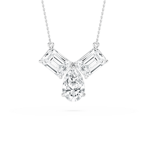 3 ctw Pear and Emerald Lab Grown Diamond Three Stone Pendant - 18 Inches