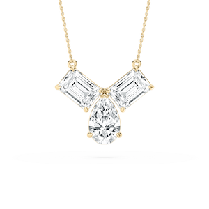 3 ctw Pear and Emerald Lab Grown Diamond Three Stone Pendant - 18 Inches