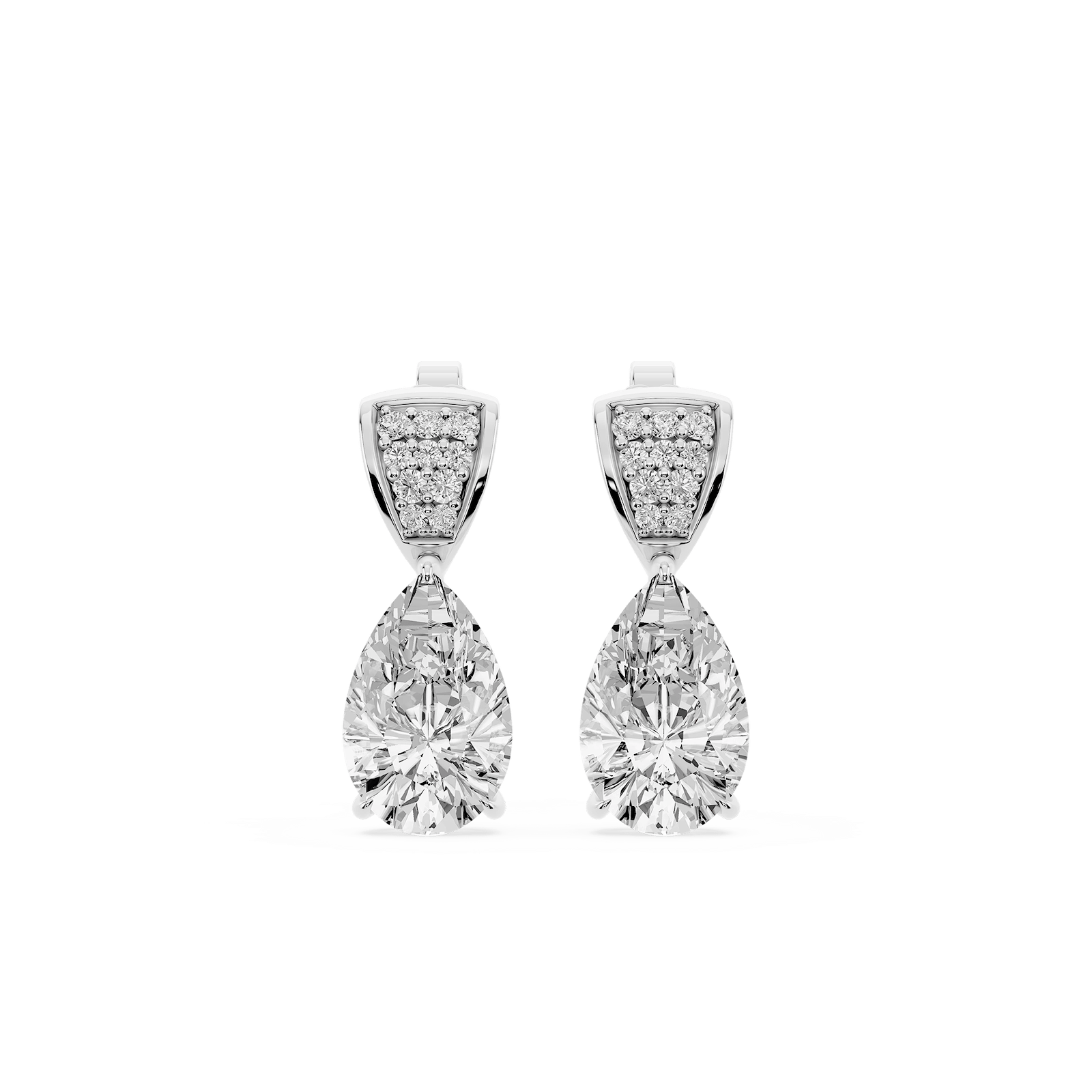 3 ¹⁄₁₀ ctw Pear and Round Lab Grown Diamond Pavé Drop Stud Earrings