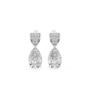 3 ¹⁄₁₀ ctw Pear and Round Lab Grown Diamond Pavé Drop Stud Earrings