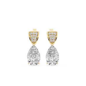 3 ¹⁄₁₀ ctw Pear and Round Lab Grown Diamond Pavé Drop Stud Earrings