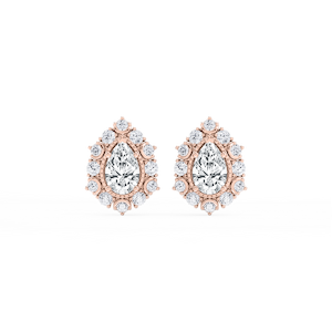 3 ctw Pear and Round Lab Grown Diamond Studs and Halo Jacket Set