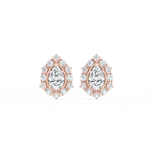 3 ctw Pear and Round Lab Grown Diamond Studs and Halo Jacket Set