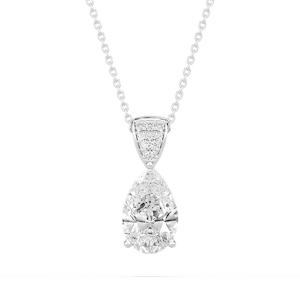 3 ¹⁄₁₀ ctw Pear Lab Grown Diamond Pave Drop Pendant – 16 to 18 inches