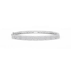 3 ½ ctw Round and Baguette Lab Grown Diamond Framed Bangle Bracelet  - 7.25 Inches