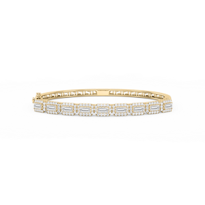 3 ½ ctw Round and Baguette Lab Grown Diamond Framed Bangle Bracelet  - 7.25 Inches