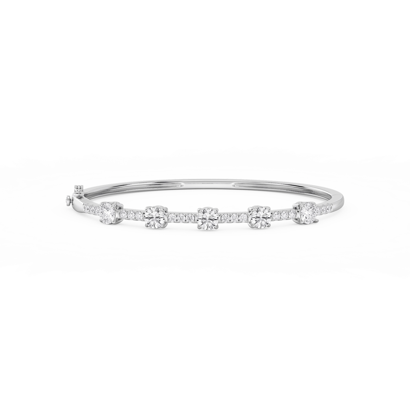 3 ctw Round Lab Grown Diamond Five Station Bangle Bracelet  - 7.25 Inches