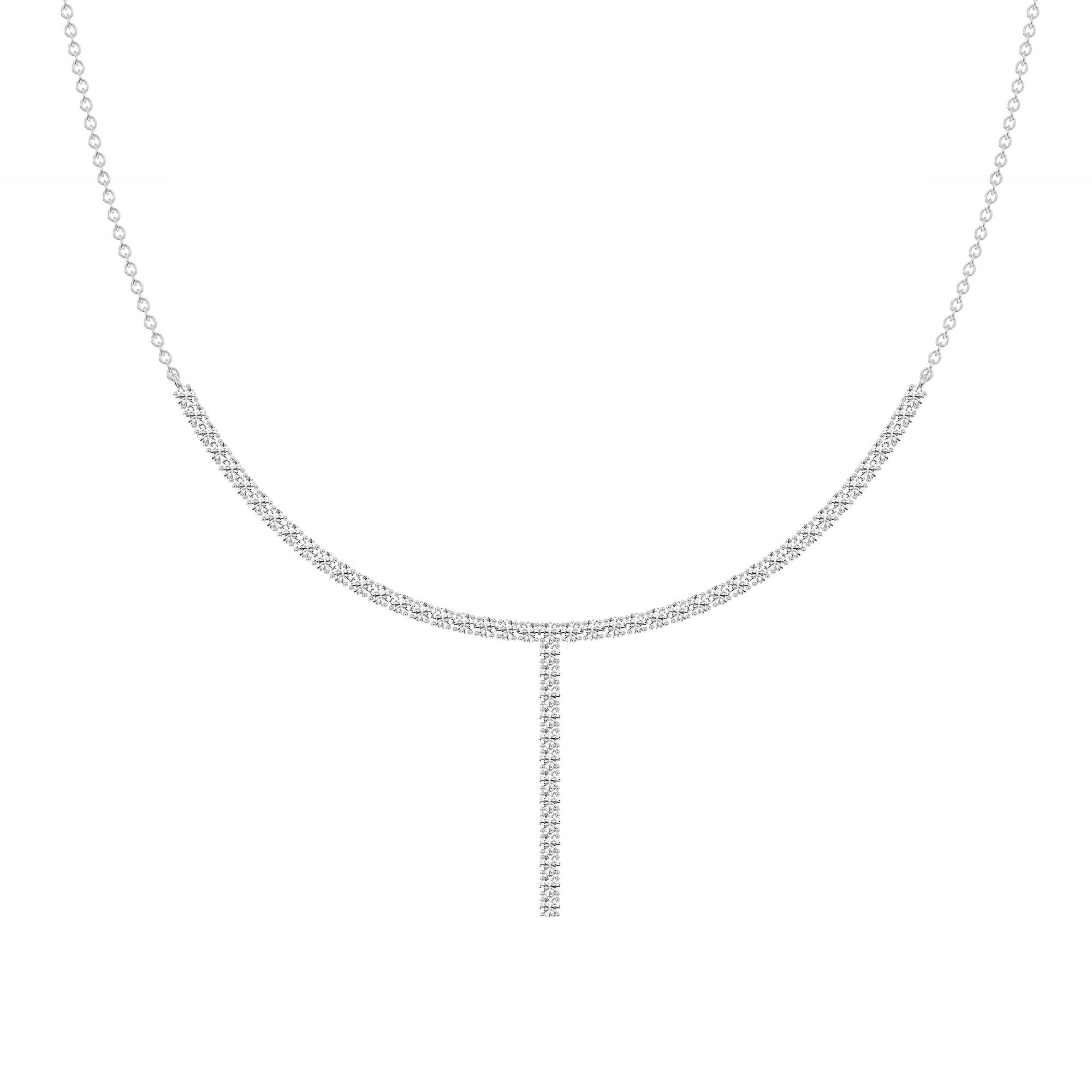3 ctw Round Lab Grown Diamond Half Tennis Necklace - 18 Inches