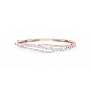 3 ctw Round Lab Grown Diamond Open Bypass Bangle Bracelet  - 7.25 Inches