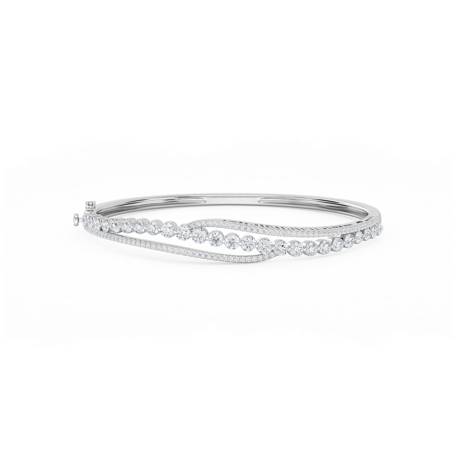 3 ctw Round Lab Grown Diamond Open Bypass Bangle Bracelet  - 7.25 Inches