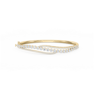 3 ctw Round Lab Grown Diamond Open Bypass Bangle Bracelet  - 7.25 Inches