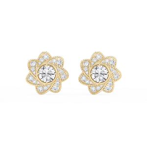 3 ctw Round Lab Grown Diamond Studs and Milgrain Swirl Halo Jacket Set