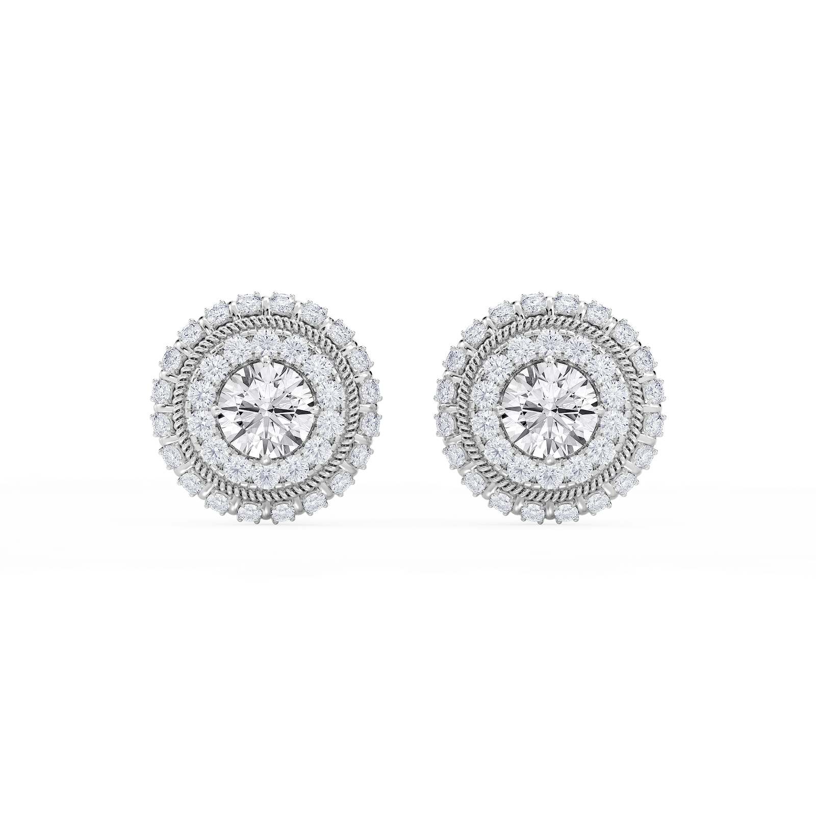 3 ¼ ctw Round Lab Grown Diamond Studs and Rope Halo Jacket Set
