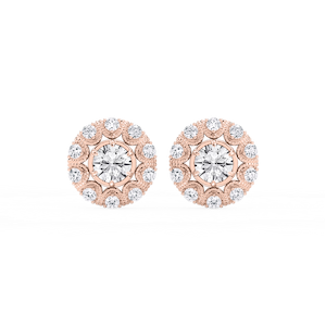 3 ctw Round Lab Grown Diamond Studs and Vintage Milgrain Halo Jacket Set