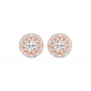3 ctw Round Lab Grown Diamond Studs and Vintage Milgrain Halo Jacket Set