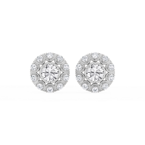 3 ctw Round Lab Grown Diamond Studs and Vintage Milgrain Halo Jacket Set