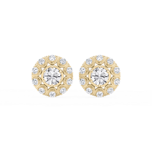 3 ctw Round Lab Grown Diamond Studs and Vintage Milgrain Halo Jacket Set