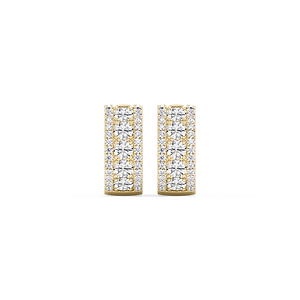 3 ctw Round Lab Grown Diamond Three Row Hoop Earrings