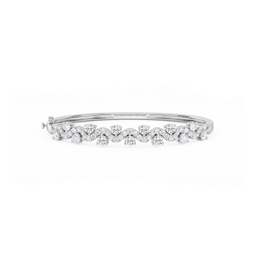 3 ¼ ctw Round Lab Grown Diamond Wave Bangle Bracelet  - 7.25 Inches