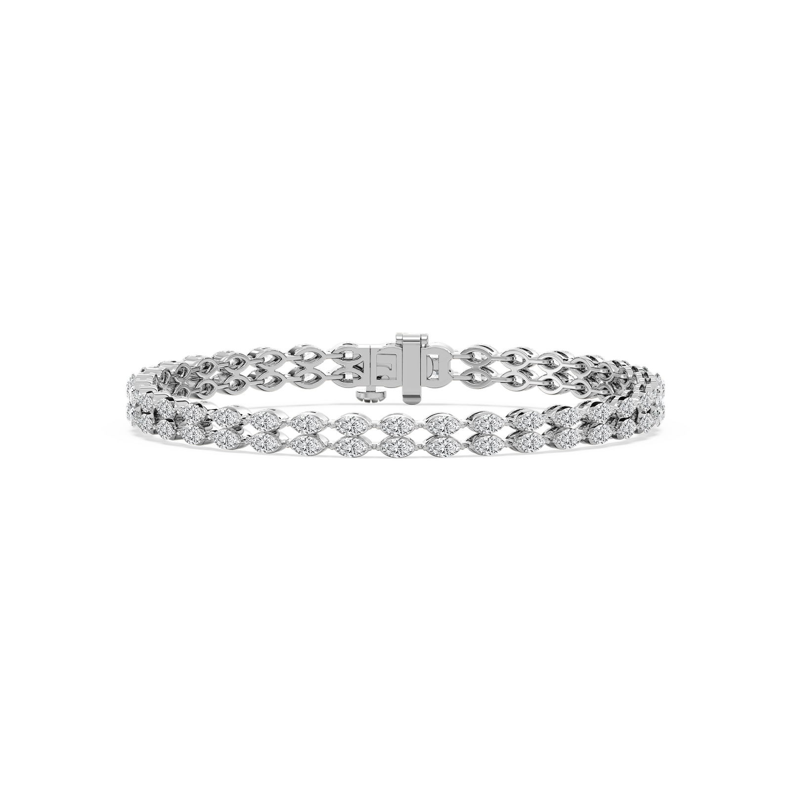 33 ¼ ctw Marquise Lab Grown Diamond Double Row Tennis Bracelet - 7 Inches - Signature Collection