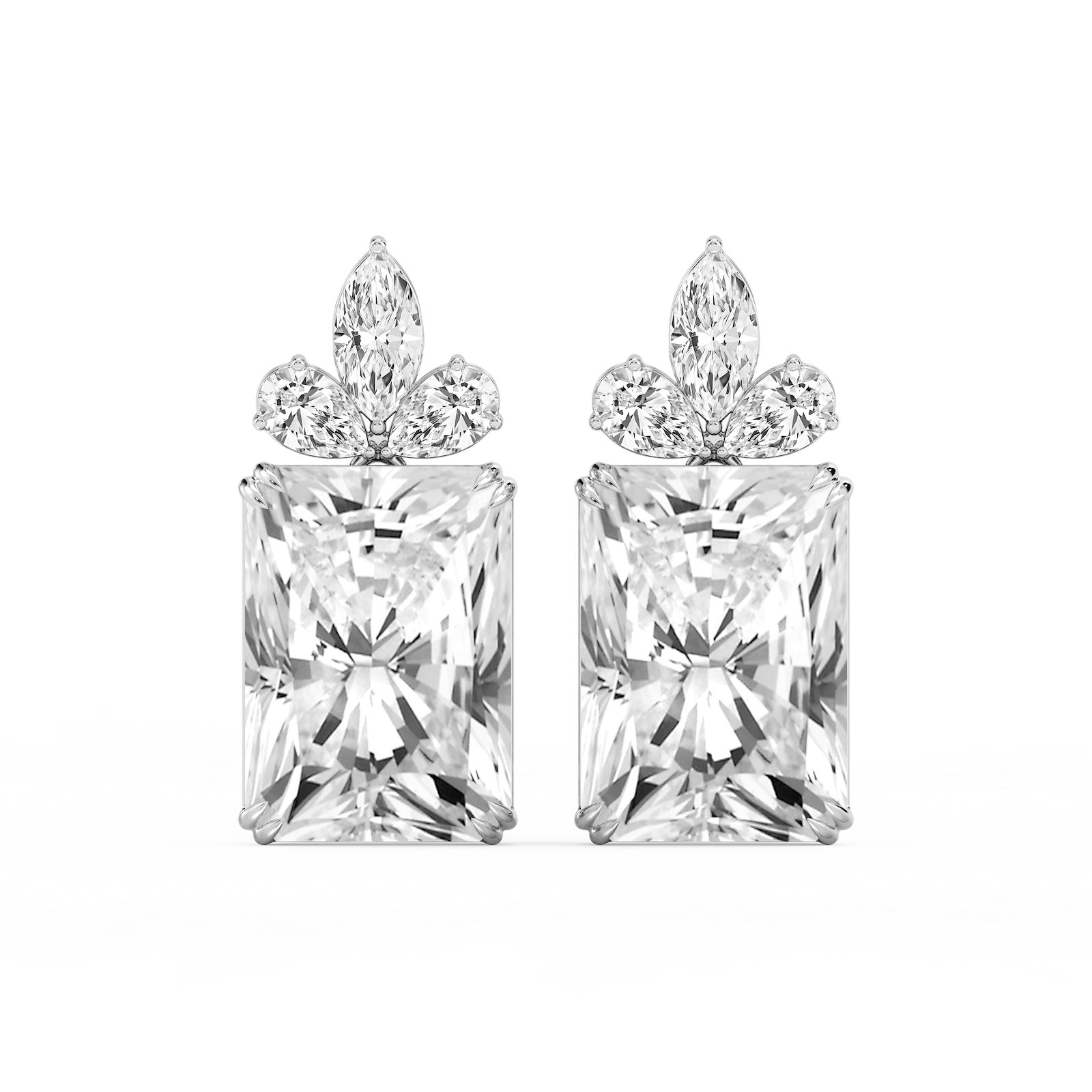 34 ¹⁄₅ ctw Radiant, Marquise and Pear Lab Grown Diamond Floral Drop Earrings - Signature Collection