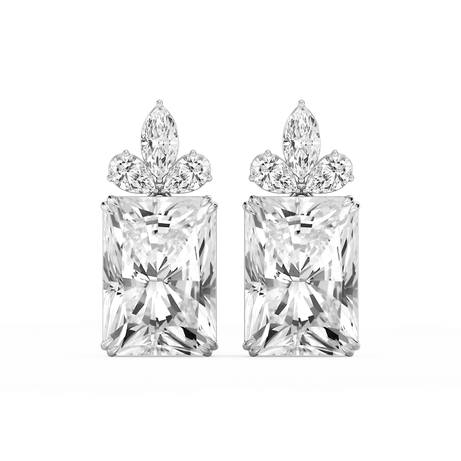 34 ¹⁄₅ ctw Radiant, Marquise and Pear Lab Grown Diamond Floral Drop Earrings - Signature Collection