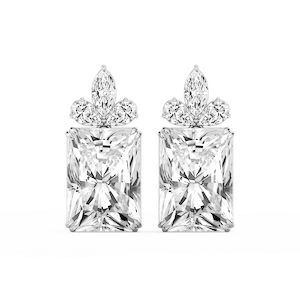 34 ¹⁄₅ ctw Radiant, Marquise and Pear Lab Grown Diamond Floral Drop Earrings - Signature Collection