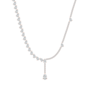 37 ⅔ ctw Round and Pear Lab Grown Diamond Drop Tennis Necklace - 18 Inches