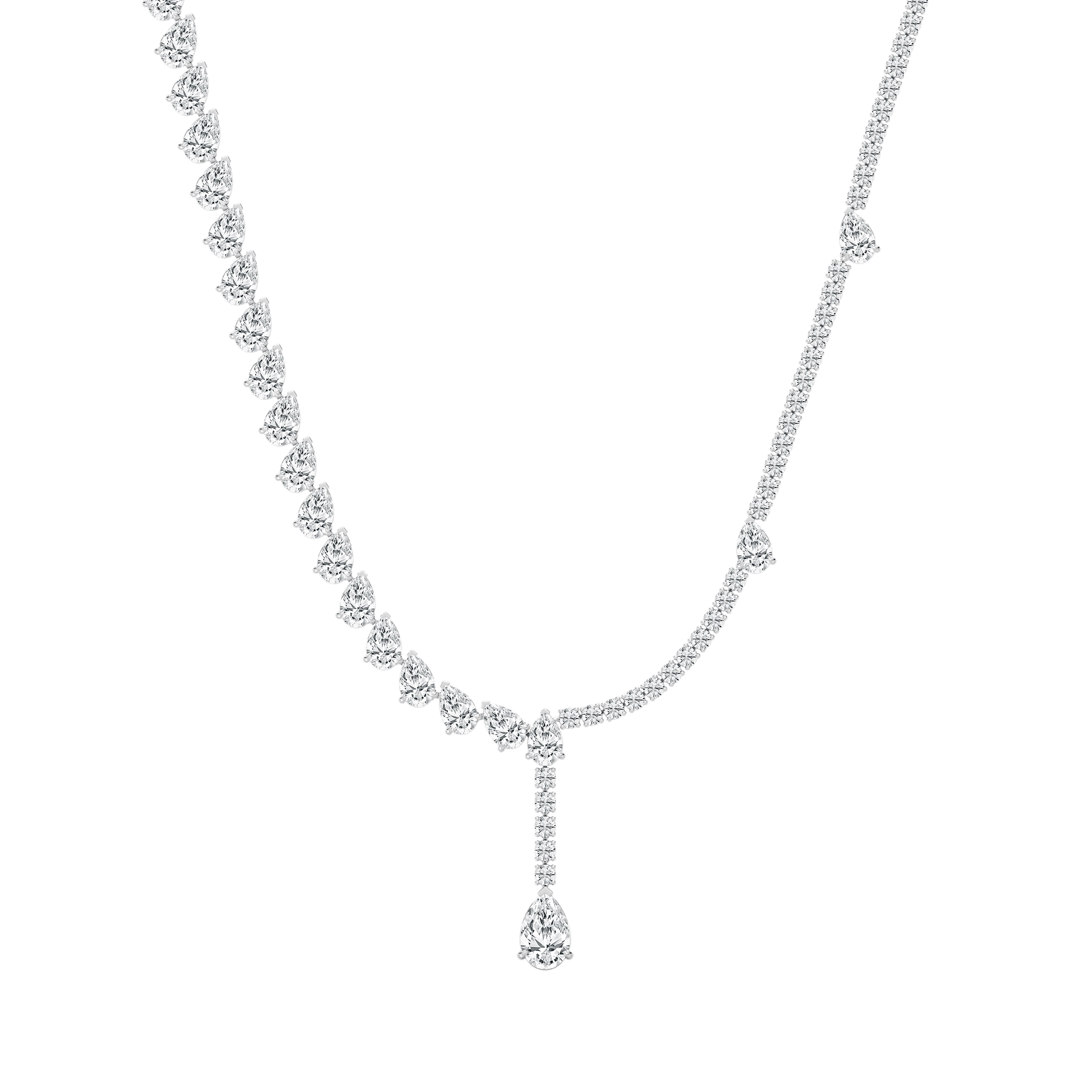 37 ⅔ ctw Round and Pear Lab Grown Diamond Drop Tennis Necklace - 18 Inches - Signature Collection