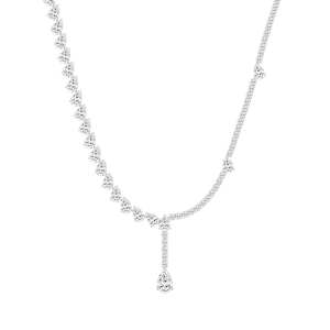 37 ⅔ ctw Round and Pear Lab Grown Diamond Drop Tennis Necklace - 18 Inches