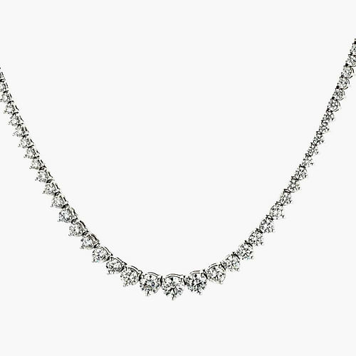10 ctw Round Lab Grown Diamond Three Prong Riviera Tennis Necklace - 18 Inches