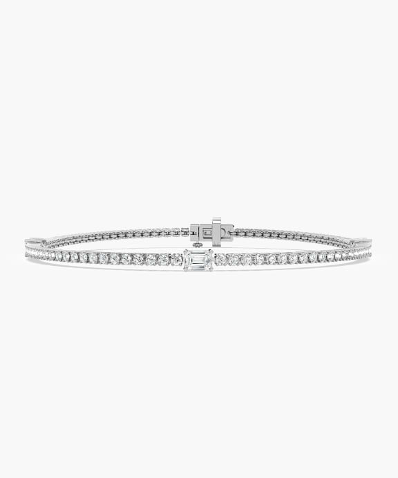 3 Station Tennis Bracelet in White Gold | Miadonna