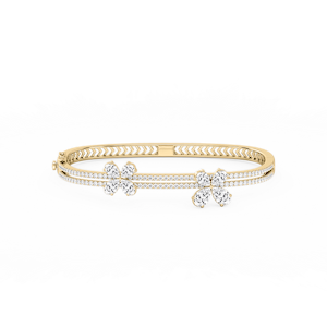 4 ctw Pear and Round Lab Grown Diamond Floating Flower Bangle Bracelet  - 7.25 Inches