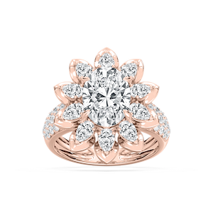 4 ¾ ctw Oval, Pear and Round Lab Grown Diamond Floral Ring