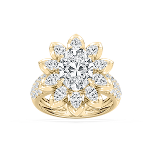 4 ¾ ctw Oval, Pear and Round Lab Grown Diamond Floral Ring