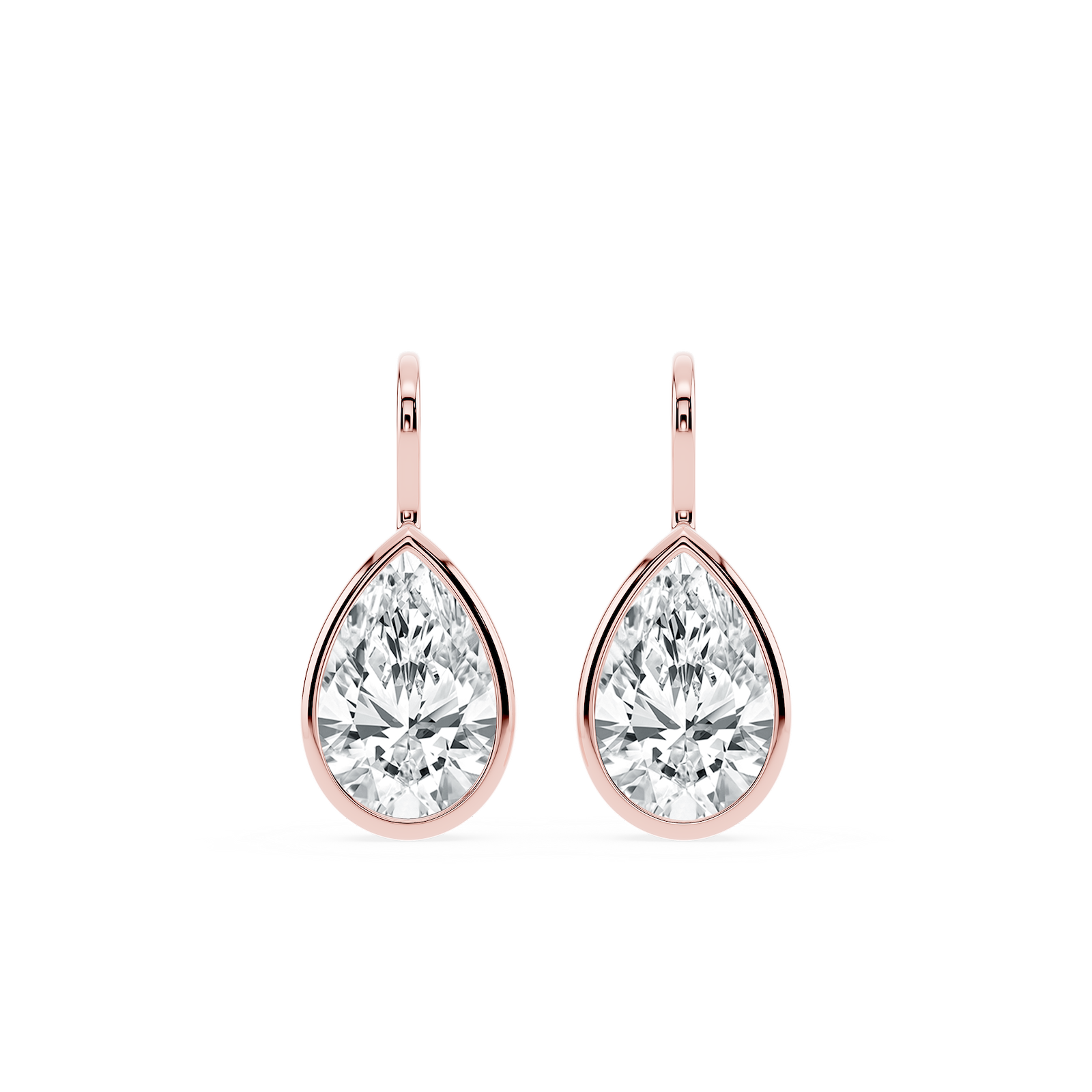 Pear Lab Grown Diamond Bezel Drop Earrings