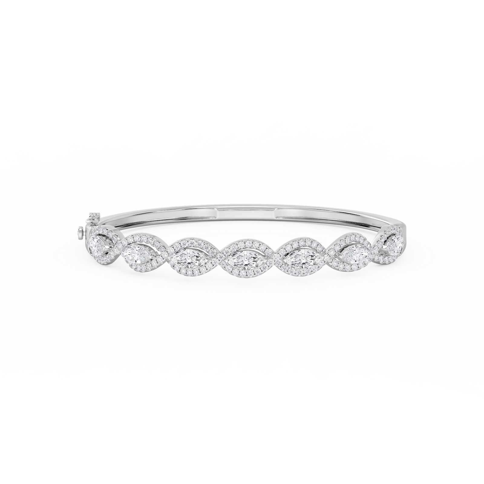 4 ⅞ ctw Round and Marquise Lab Grown Diamond Infinity Bangle Bracelet  - 7.25 Inches
