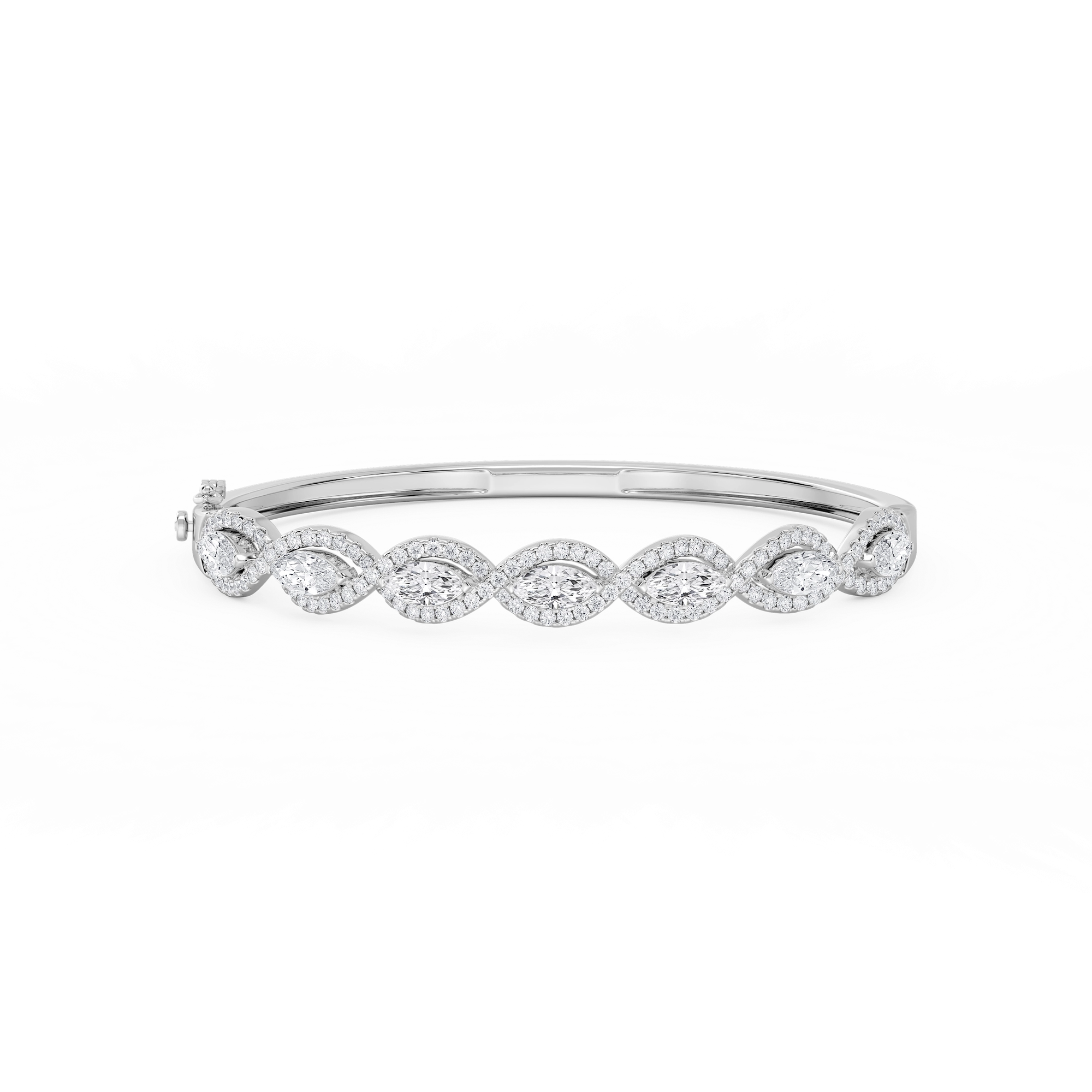 4 ⅞ ctw Round and Marquise Lab Grown Diamond Infinity Bangle Bracelet  - 7.25 Inches