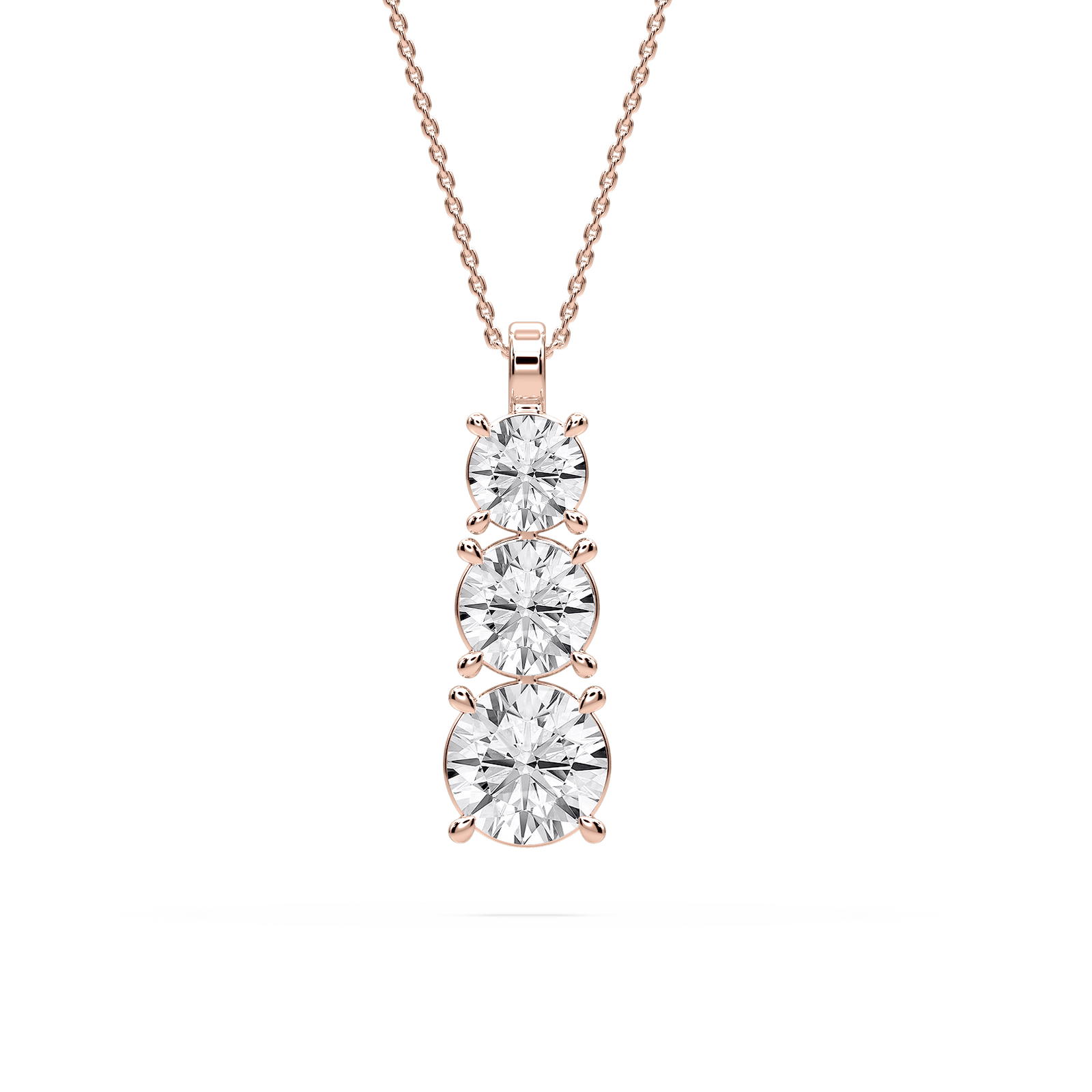 4 ctw Round Lab Grown Diamond Three Stone Pendant – 16-18 Inches