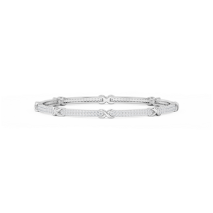 4 ½ ctw Round Lab Grown Diamond X Bangle Bracelet  - 7.25 Inches