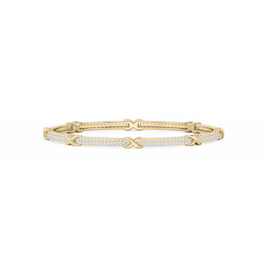 4 ½ ctw Round Lab Grown Diamond X Bangle Bracelet  - 7.25 Inches