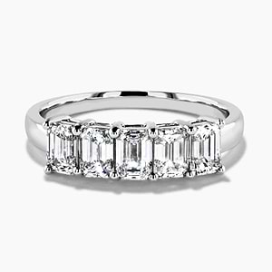 emerald cut lab grown diamond band set in 14k recycled white gold metal by MiaDonna