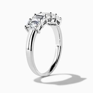 emerald cut lab grown diamond band set in 14k recycled white gold metal by MiaDonna