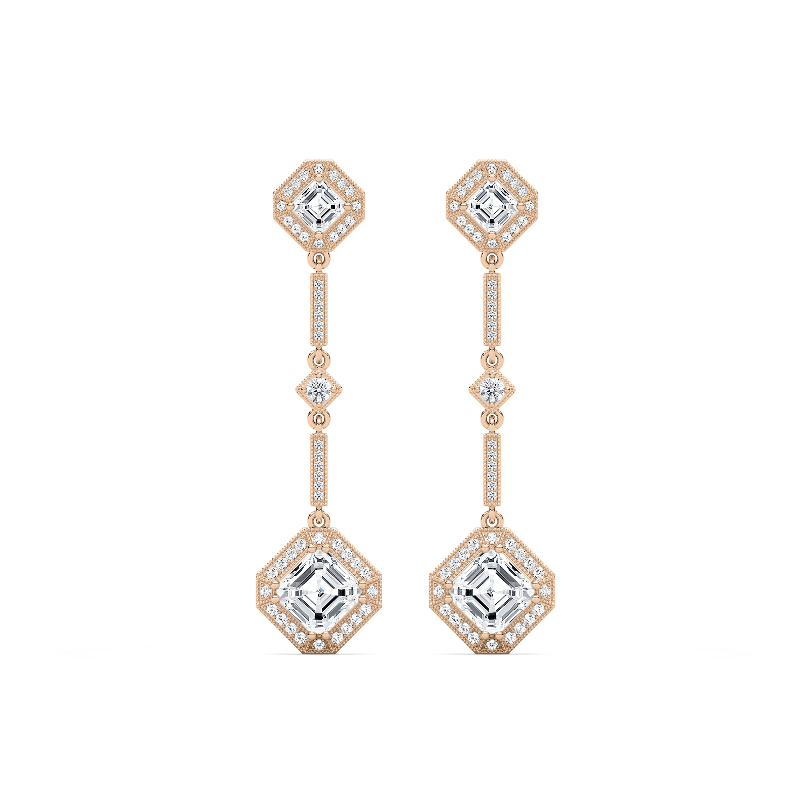 5 ²⁄₈ ctw Asscher and Round Lab Grown Diamond Halo Drop Earrings